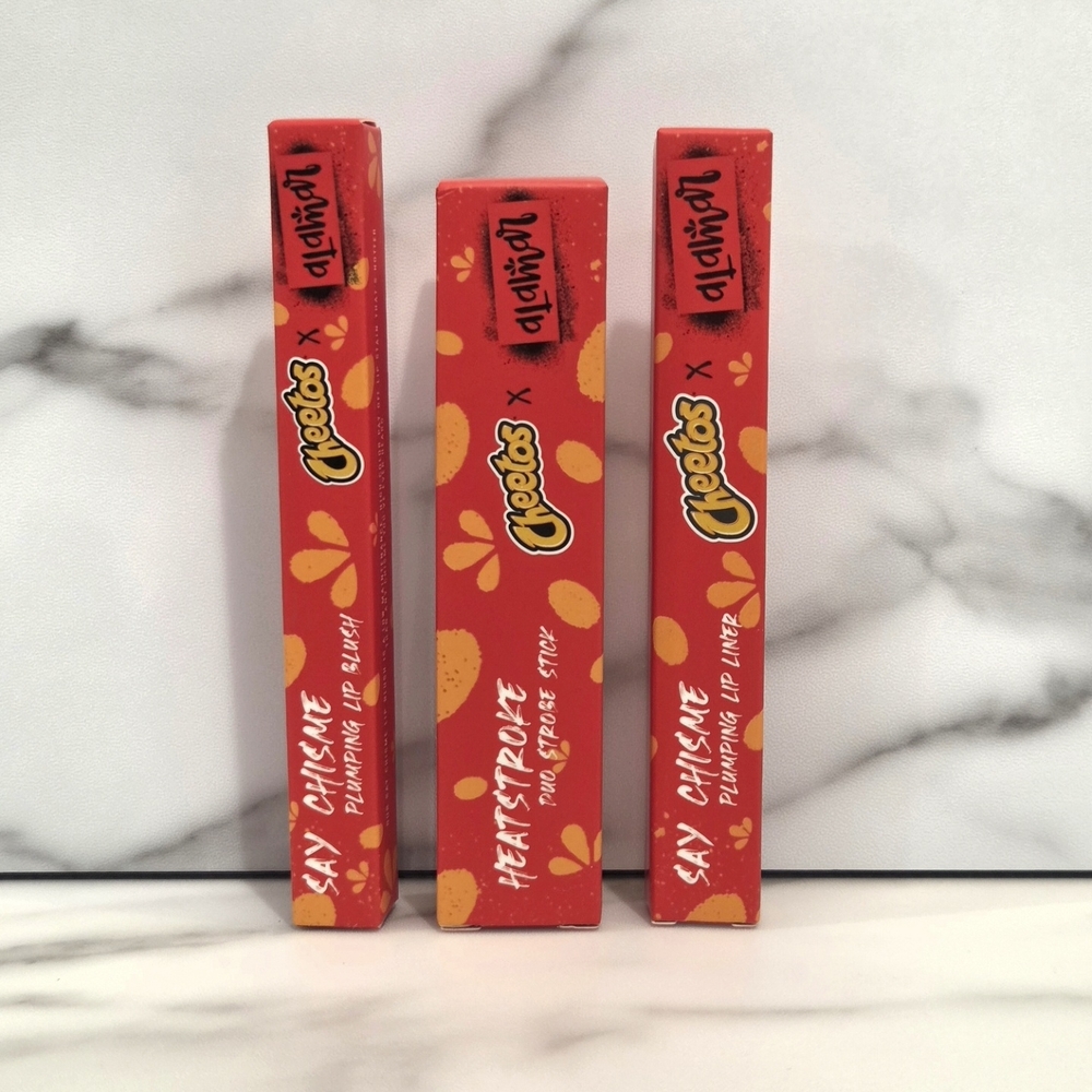 Alamar Cosmetics Flaming Hot Cheetos Lip Liner, Lip Gloss, Blush & Highlighter